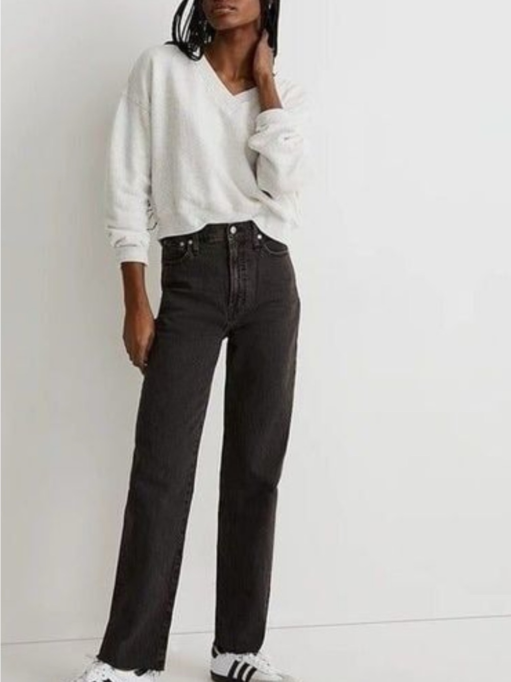Madewell High-Rise Straight-Leg Jeans in Charcoal Black